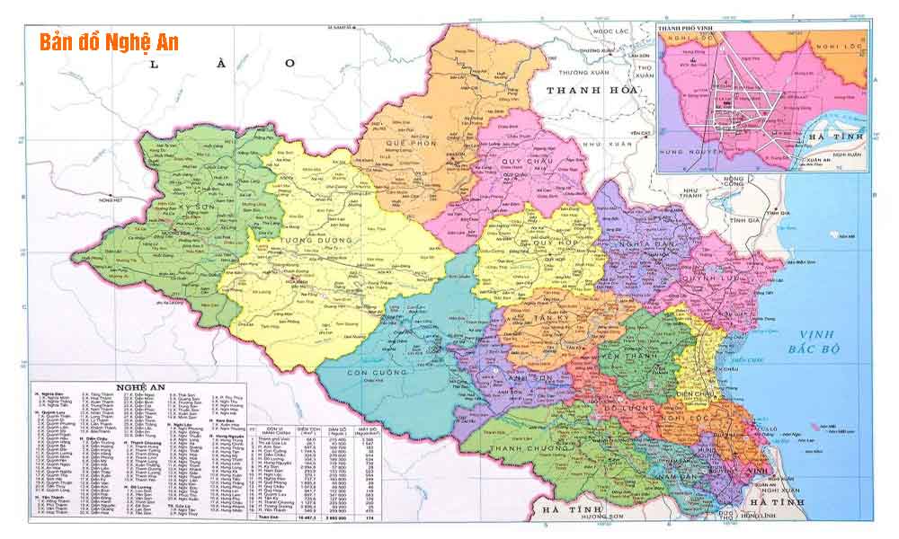 Bản đồ tỉnh Nghệ An